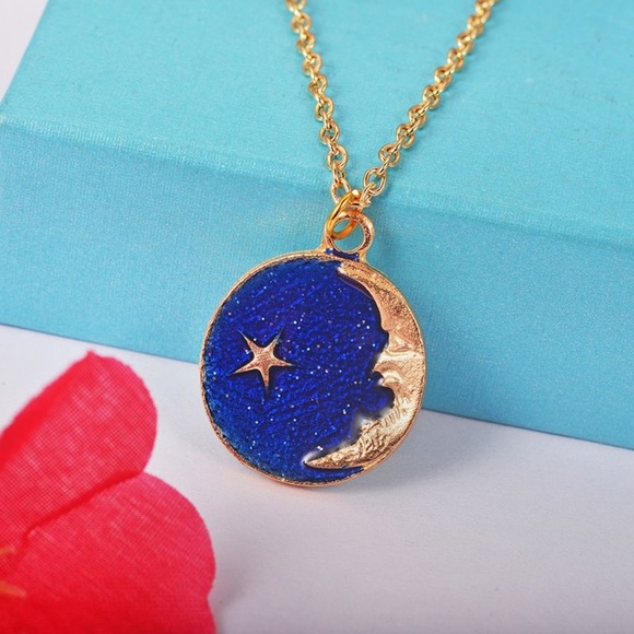 **BREA* Gold x Blue Moon Star Fashion Necklace - Picture 2 of 3